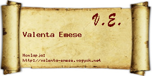 Valenta Emese névjegykártya